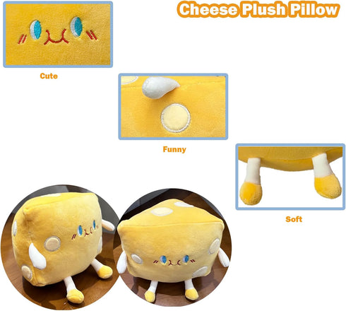 Cheese Stuffed Toys, Food Bread Plush Pillow for Home Decoration, Christmas Birthday Gift for Kids