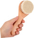 Set 2pcs Baby Hair Brush and Comb for Newborns Wool Brush and Wooden Comb Infant Bath Scrubber for Gentle Grooming