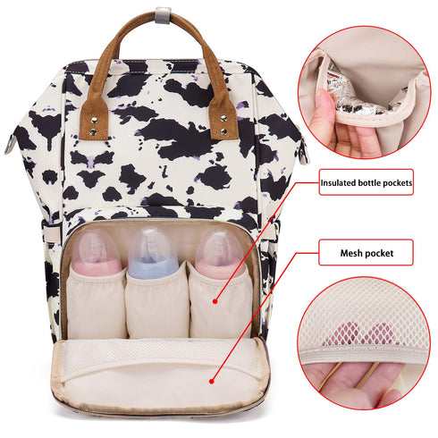 Backpack,Womens Black Bag Large Waterproof Maternity Baby Nappy Bags Cow Print