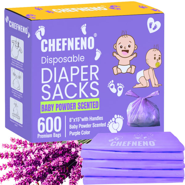 Baby Disposable Diaper Sacks (600 ct.) Fresh Baby Powder Scented, Easy-Tie Diaper