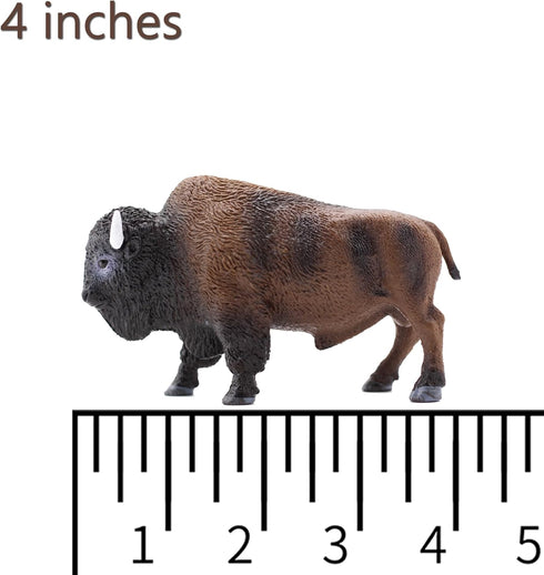 Gemini&Genius North American Bison Figurine Animal Toy, Hand Painted Bull Action Figure for Kids
