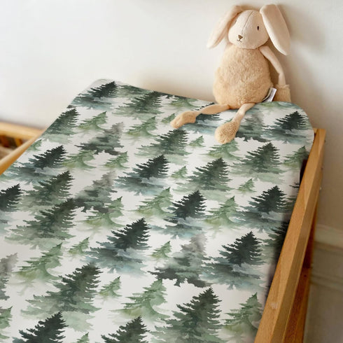 ZoUbqchY 32''16'' Watercolor Green Pine Trees Baby Changing Pad Covers for Boy Girl Gender Neutral Trees Fitted Change
