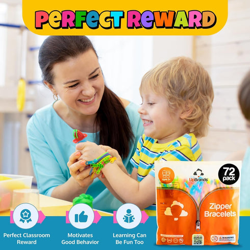 72 7.5 Set, UpBrands Classroom Rewards, Party Favors for Kids, Friendship Zipper Bracelets Sensory Bulk Fidget Toys