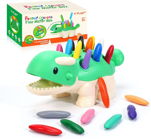 YPLUS Dinosaur Toys with Peanut Crayons, Montessori Sensory Fine Motor Learning Toys