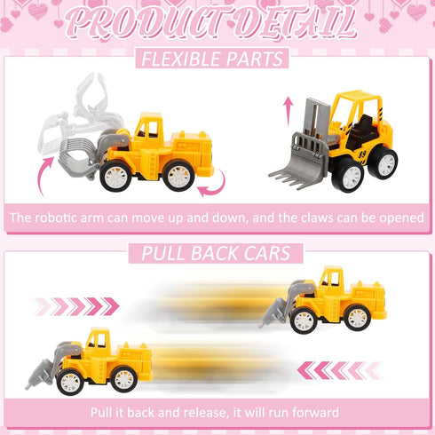 24 Set Meooeck Construction Party Favors for Kids, Cards with Small Construction Cars Vehicles Bulk for Preschool
