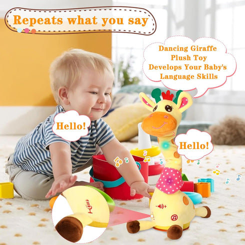 Dancing Giraffe Toy Stuffed Animal Toddlers Gifts for Baby Toys Singing Song Toddlers Toy Repeats What You Say Glowing