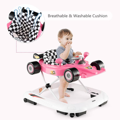 3 1 INFANS Foldable Baby Walker, in Toddler Activity Center Leaning-Seated Walk-Behind with Steering Wheel, Adjustable