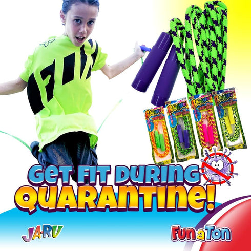JA-RU Adjustable Kids' Jump Rope 7ft (2 Packs) - Cotton Jump Rope for Boys & Girls - Rainbow Party Favors