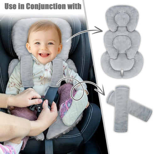 Infant Car Seat Insert Head and Body Support, GFU Reversible Newborn Insert for Carseat with Strap Pads, Soft Stroller