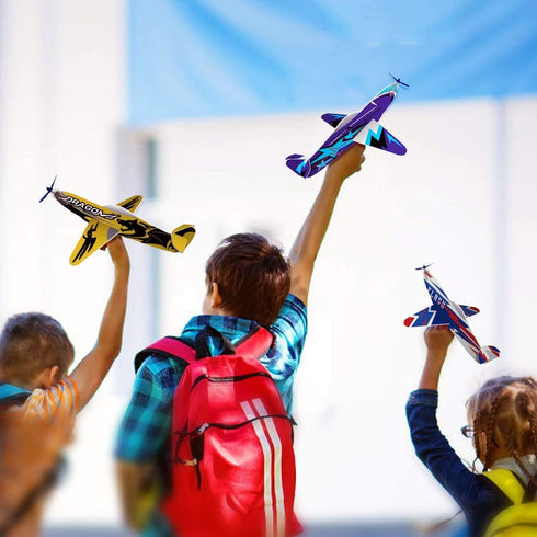 32 Pack Glider Planes, 8" Long Flying Glider Plane, 8 Different Designs, Kids Party Favors for Valentines, Birthday