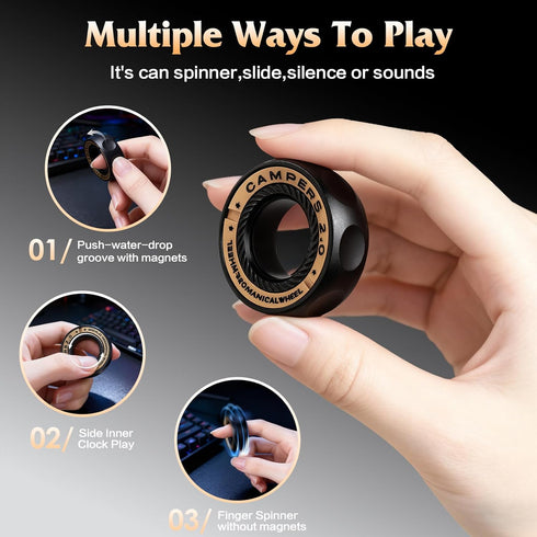 Upgrade Fidget Spinner for Stress Relief,Magnetic Fidget Spinner Rings with Relax Sounds,Stainless Steel Ring Toy