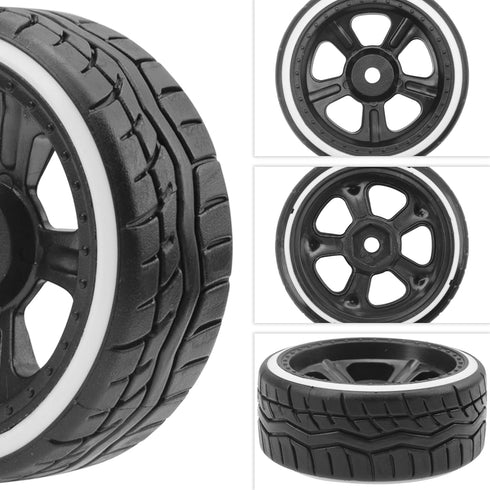 1/10 RC Hard Plastic Drift Tires & Wheel Rims 12mm Hex Compatible with HSP 94123 Tamiya TT01 TT02 Kyosho Traxxas 4-Tec 2.0 Himoto HPI Redcat 1/10 On-Road RC Drift Drifting Car