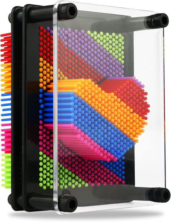 LXS 3D Pin Art Board Toy, Colorful Plastic Board Size (3.75 x 5 inches), Classic Pin Impression Art Toy for Kids