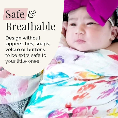 47 47 inches Stroller Society - Viscose from Bamboo and Cotton Baby Blanket, Floral Baby Blanket, Receiving Blankets