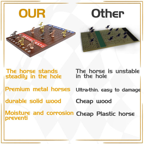11 2 2 Jyquorp Metal Horse Race Board Game Racing Game Thickened Solid Wood with Luxurious Durable Classic Metal Horses