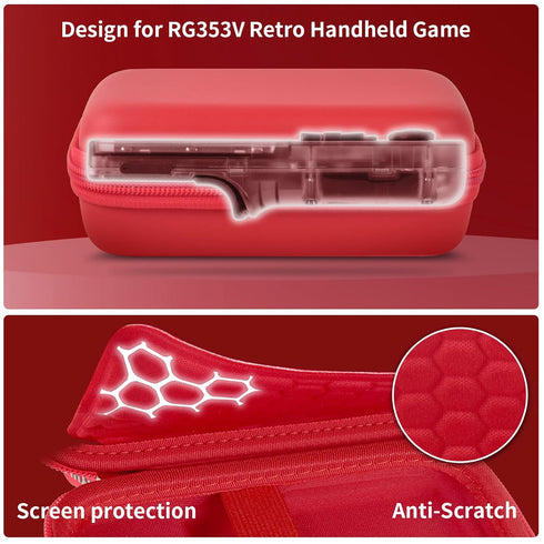 PAIYULE Travel Case Compatible with RG353V Retro Handheld Game Console, Organizer Carrying Bag (Red)