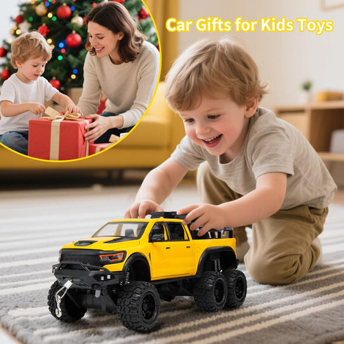 6X6 3+ 1/24 3-12 SASBSC Toy Pickup Trucks for Year Old Boys Diecast Pick up Truck Toy Cars with Light and Sound Metal