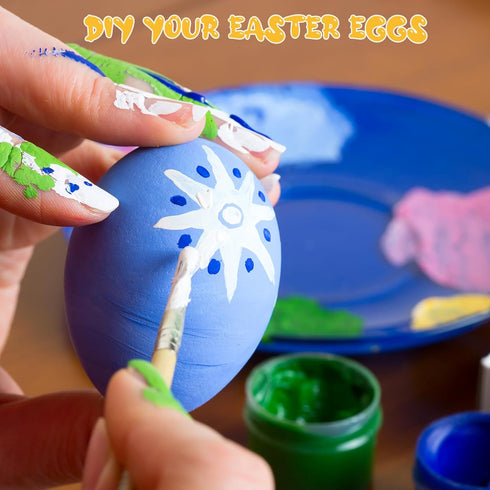 120 30 Menkxi Pcs Plastic Easter Eggs with Clear Cartons for Crafts DIY Fake Paintable for Kids Adults Easter Gift