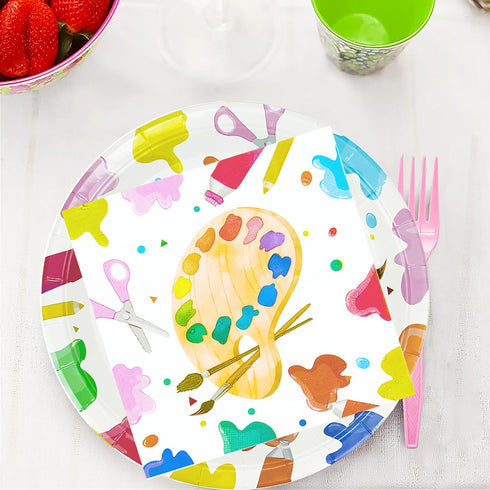 Art Paint Party Supplies - Dinnerware, Plates, Napkins, Cups, Cutlery, Decorations for 24 Guests Birthday Baby Shower