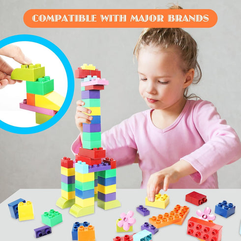 208 Set 3+, Piece Large Building Blocks - Classic Big Bricks Compatible with All Major Brands, STEM Educational Toys