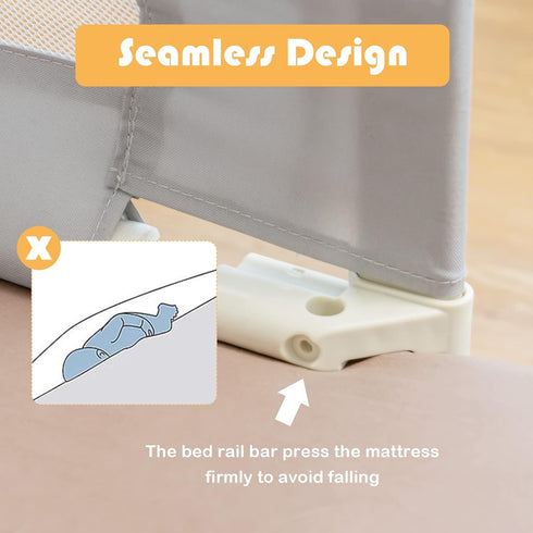 57-in (57 INCH, HONEY JOY Bed Rail for Toddlers, Extra Long, Portable Safety Bed Guardrail w/Double Safety Child Lock