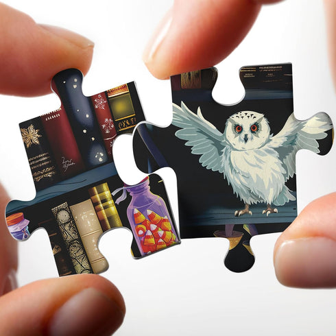 Larkipuzz 1000 Magic Book Library Puzzles for Adults Pieces, Funny Halloween Bookshelf Jigsaw Puzzle, Difficult Bottle