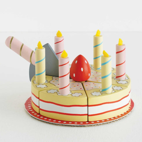 (TV273) Le Toy Van - Honeybake Childrens Wooden Vanilla Birthday Cake Play Food Pretend Toy | Perfect For Pretend Role