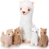 Llama Stuffed Animals Plush Set with 4 Baby Llamas, Cute Alpaca Soft Pillow Dolls for Kids Girls Birthday Gifts