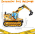 YOTHORN 4D Self Standing Foil Construction Balloon,Large Excavator Balloon, Digger Engineering Vehicle Balloons