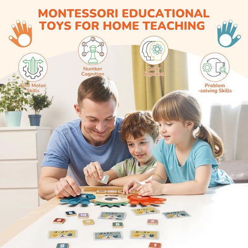 Counting 3-5, Finger Math Toy for Kids Montessori Monster Math Toy with Number Blocks, Hands-On Addition & Subtraction