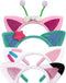 Cat Ears Headbands - 4pcs Dollhouse Birthday Party Accessories, Flannel Cartoon Cosplay Headpiece & Glitter Hair Clips