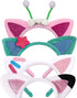Cat Ears Headbands - 4pcs Dollhouse Birthday Party Accessories, Flannel Cartoon Cosplay Headpiece & Glitter Hair Clips