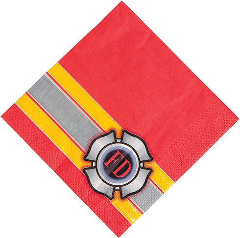 Fun Express Fire House Hero Lunch Napkins (16pc) - Birthday Party Supplies Tableware