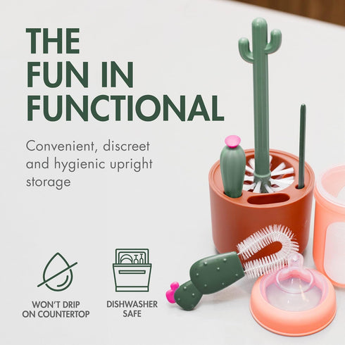 Set, 4 Set Boon Cacti Bottle Cleaning Brush Terracotta , Piece