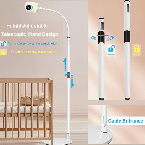 Derebir HDS2 Upgraded Baby Monitor Floor Stand Holder Mount Compactible with Babysense / Max View and Pro/Prisma Baby