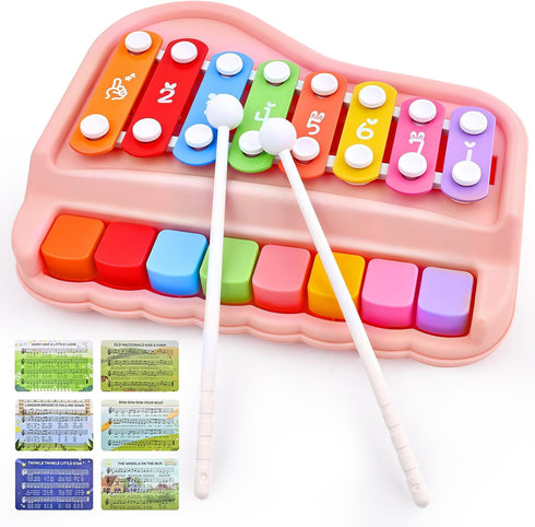 Baby Piano Xylophone Toy for Toddlers Age 1-3, Montessori Musical Toy Double