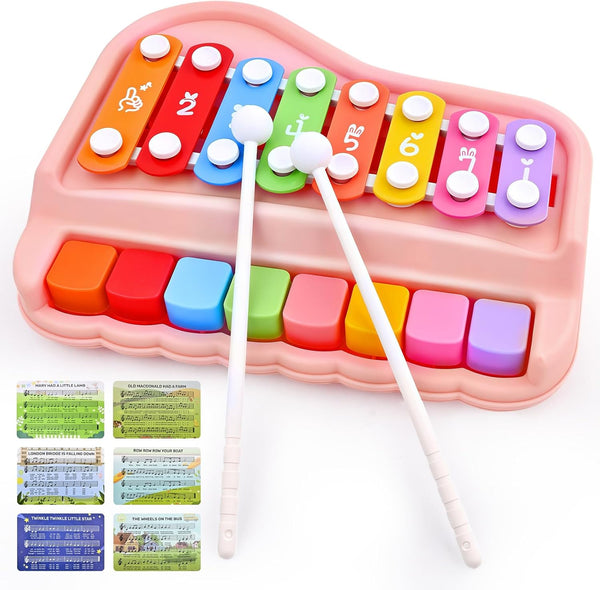 Baby Piano Xylophone Toy for Toddlers Age 1-3, Montessori Musical Toy Double