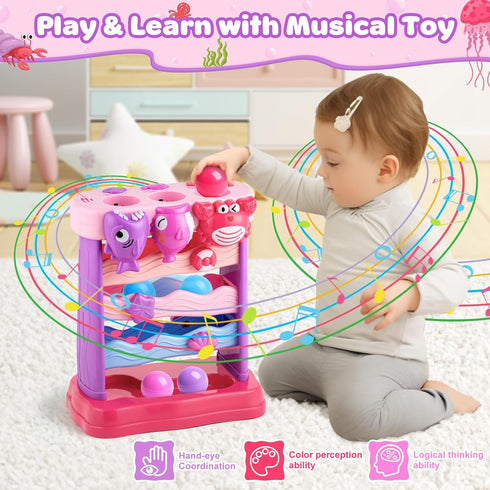 1, 2 V-Opitos Musical Toy for Years Old Boys & Girls, Feeding Interactive Toys with Ball, Montessori Education Toys