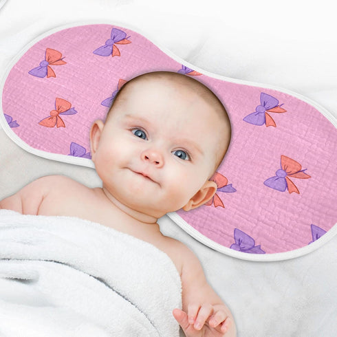 decor gift 4 Pack 22x11in Cotton Large Burp Cloths for Baby Soft and Absorbent Pink Bow Lilac and Peach washcloths