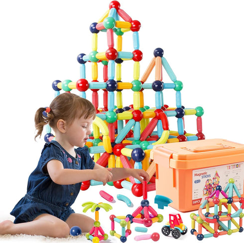 Kids Magnetic Blocks Toys, Large Magnetic Building Sticks, STEM Educational Sensory Toy, Montessori Toys for Toddlers