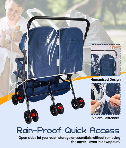 Double Stroller Rain Cover, Weather Shield for Side by Side Baby Double Stroller, Universal Waterproof Stroller Cover