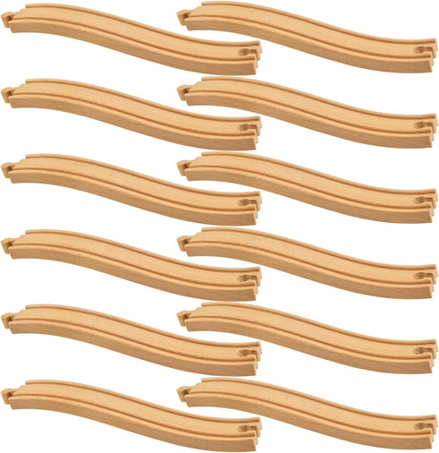 Mototo 12 Pieces Wooden Train Track Ascending Wood Railway Expansion Pieces Compatible