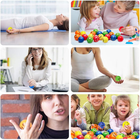 LovesTown 20 PCS Smile Face Stress Balls, 2.5 Inch Office Fidget Toys for Desk, Sensory Toys for Kids Stress Relief