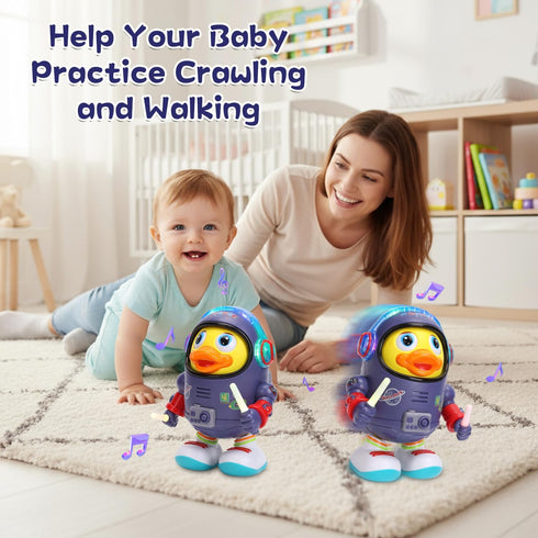 WRYBV Dancing Space Duck Toy, Space Duck Dancing Musical Interactive Toy, Walking Duck Baby Robot, Electric Dancing