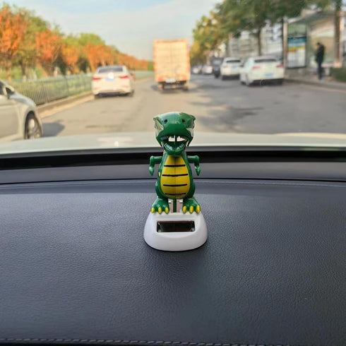 Green Solar Powered Dancing Dinosaur Decoration Gift, Swinging Dancer for Desk and Dashboard Home Decor