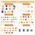 200Pcs Playset 2 Sets, Mini Play Kitchen Accessories for Kids, Pretend Cooking with Cookware, Tableware & Fruit