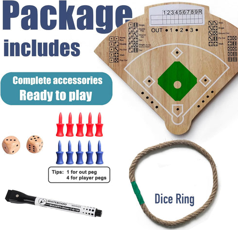 Deartisan Baseball Board Game, Oak Made Leisure Game for Sport Battle Table Game for Family Party Holiday