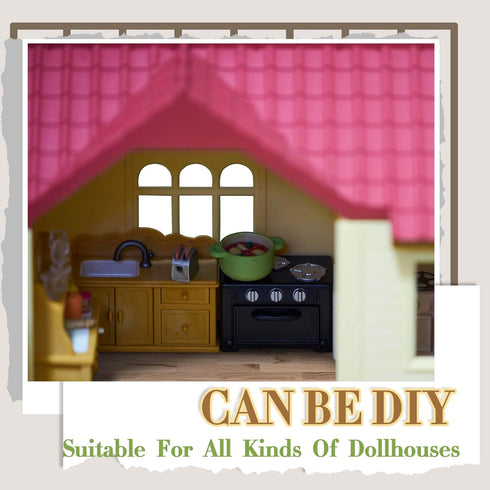 12 8.27 11.69 Inch Flutesan Pcs Miniature Dollhouse Wallpaper and Flooring Peel and Stick Mini DIY Self Adhesive