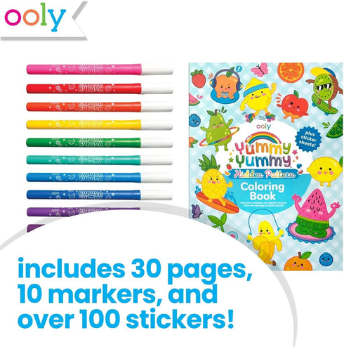 Yummy Yummy 10 100 30 Set Ooly Coloring Kit Includes Lightly Scented Markers, Over Scented Stickers, and Pages