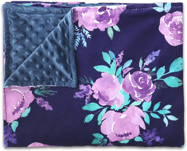 TANOFAR Toddler Blanket Purple Floral Fleece Baby Blankets for Grils Double Layer